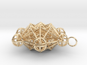 3d Metatron's cube pendant in 14k Gold Plated Brass