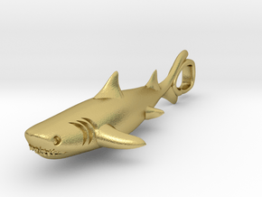 Shark Pendant in Natural Brass