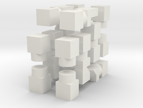 Cube Chess (Half Set) in White Natural Versatile Plastic