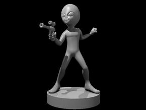 Grey Alien with Blaster in Tan Fine Detail Plastic