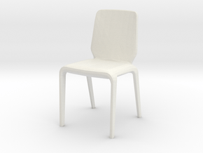 Modern Miniature 1:24 Chair in White Natural Versatile Plastic: 1:24