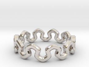 Crown Ring _ C in Rhodium Plated Brass: 5 / 49