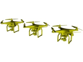 1/64 scale hand-held UAV drone miniatures x 3 in Clear Ultra Fine Detail Plastic