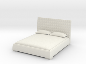 Modern Miniature 1:24 Bed in White Natural Versatile Plastic: 1:24