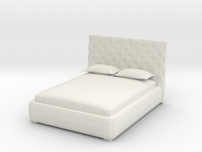 Modern Miniature 1:48 Bed in White Natural Versatile Plastic: 1:48 - O