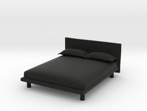 Modern Miniature 1:48 Bed in Black Premium Versatile Plastic: 1:48 - O