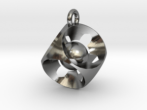 Captive Ball Cube Pendant in Polished Silver (Interlocking Parts)