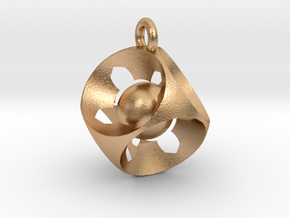 Captive Ball Cube Pendant in Natural Bronze (Interlocking Parts)