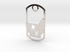 Mortar and pestle dog tag - With Rx symbol (punche in Platinum