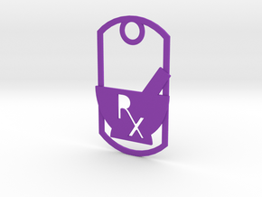 Mortar and pestle dog tag - With Rx symbol (punche in Purple Processed Versatile Plastic