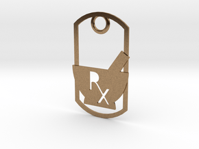 Mortar and pestle dog tag - With Rx symbol (punche in Natural Brass