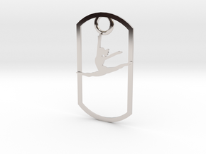 Leaping dancer dog tag in Platinum