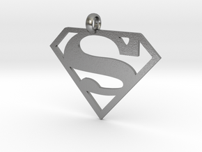 Superman necklace charm in Natural Silver