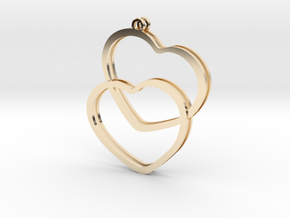 2 Hearts earrings in 14K Yellow Gold