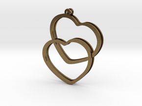 2 Hearts earrings in Natural Bronze