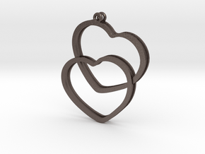 2 Hearts earrings in Polished Bronzed Silver Steel