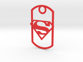Superman dog tag in Red Processed Versatile Plastic