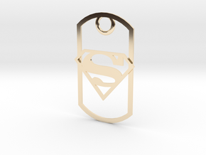 Superman dog tag in 14K Yellow Gold