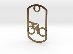Cyclist - racing - dog tag in Natural Bronze