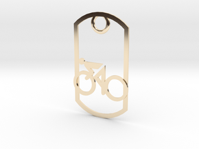 Cyclist - racing - dog tag in 14K Yellow Gold