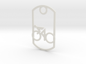 Cyclist - racing - dog tag in White Natural Versatile Plastic