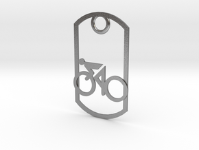 Cyclist - racing - dog tag in Natural Silver