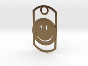 Happy face dog tag in Natural Bronze