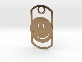 Happy face dog tag in Natural Brass