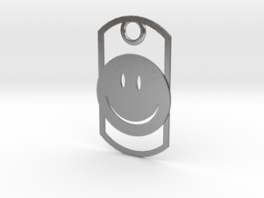 Happy face dog tag in Natural Silver