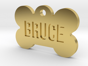 Cosplay Charm - Bruce Dog Bone ID Tag in Polished Brass