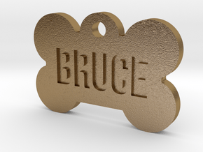 Cosplay Charm - Bruce Dog Bone ID Tag in Polished Gold Steel