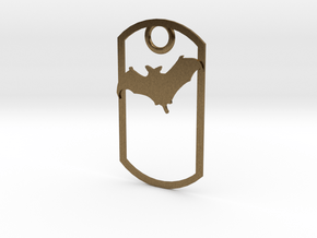 Bat awareness dog tag in Natural Bronze