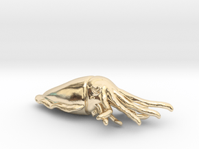 Cuttlefish Pendant or Brooch in 14K Yellow Gold: Small