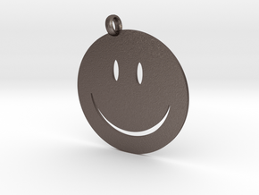 Happy face charm in Polished Bronzed Silver Steel