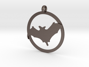 Bat awareness charm in Polished Bronzed Silver Steel