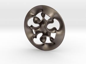 "Nine rings" pendant in Polished Bronzed-Silver Steel