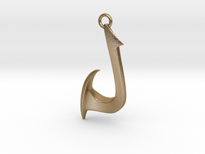 Cosplay Charm - Fish Hook (curved with hoop) in Polished Gold Steel