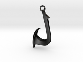 Cosplay Charm - Fish Hook (curved with hoop) in Matte Black Steel