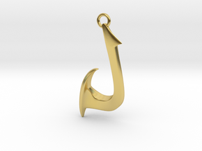 Cosplay Charm - Fish Hook (curved with hoop) in Polished Brass