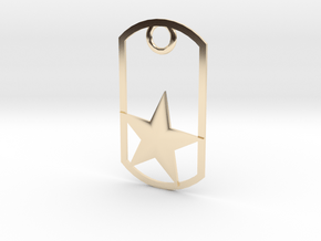 Star dog tag in 14K Yellow Gold