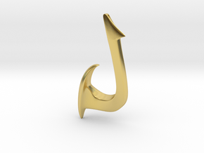 Cosplay Charm - Fish Hook (curved with hole) in Polished Brass