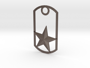 Star dog tag in Polished Bronzed Silver Steel