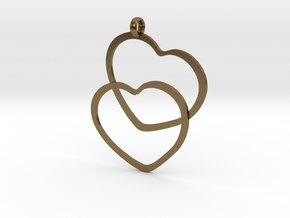 2 Hearts necklace pendant in Natural Bronze