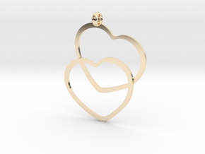2 Hearts necklace pendant in 14K Yellow Gold