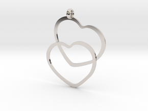 2 Hearts necklace pendant in Platinum