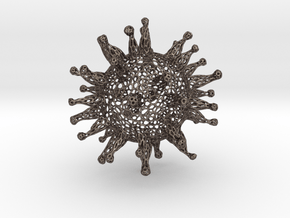 Corona Virus desktop sculpture in Polished Bronzed-Silver Steel