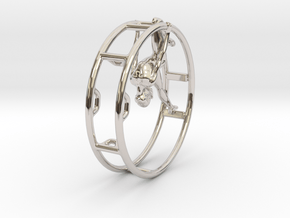 Wheel Gymnastics Pendant Pose4 in Rhodium Plated Brass