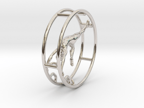 Wheel Gymnastics Pendant Pose 3 in Rhodium Plated Brass