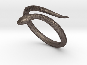 Snake Bracelet_B01 in Polished Bronzed-Silver Steel: Extra Small