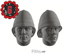 28mm heroic Pith helmets (10 heads) in Tan Fine Detail Plastic